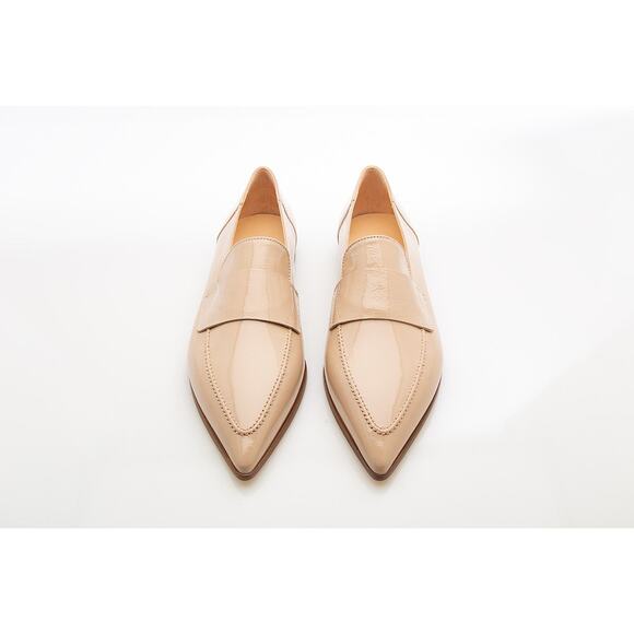 AGL Women's Beige Patent Leather Loafer Flat Pointed Slip-On Size 41 New Flawed - Picture 3 of 12